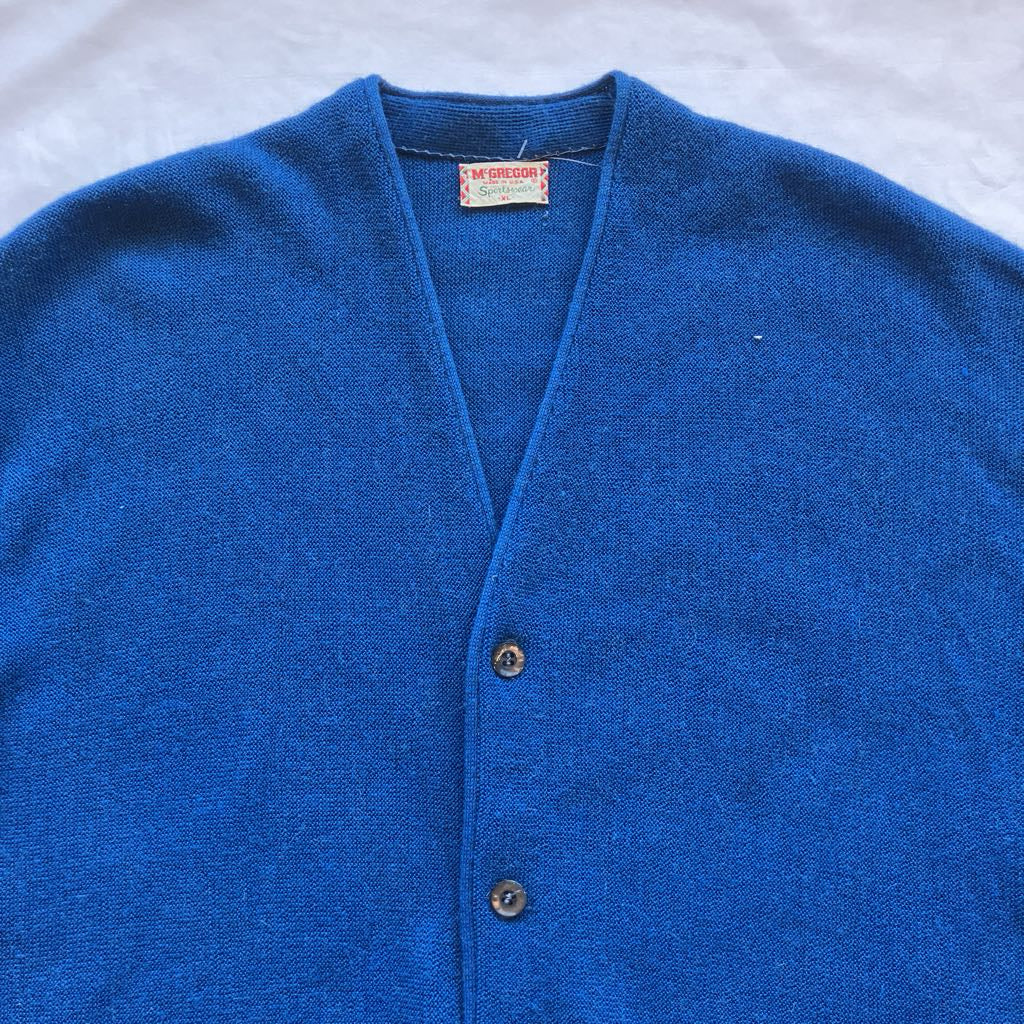 Vintage 60s McGregor Sportswear Blue Mohair Cardigan