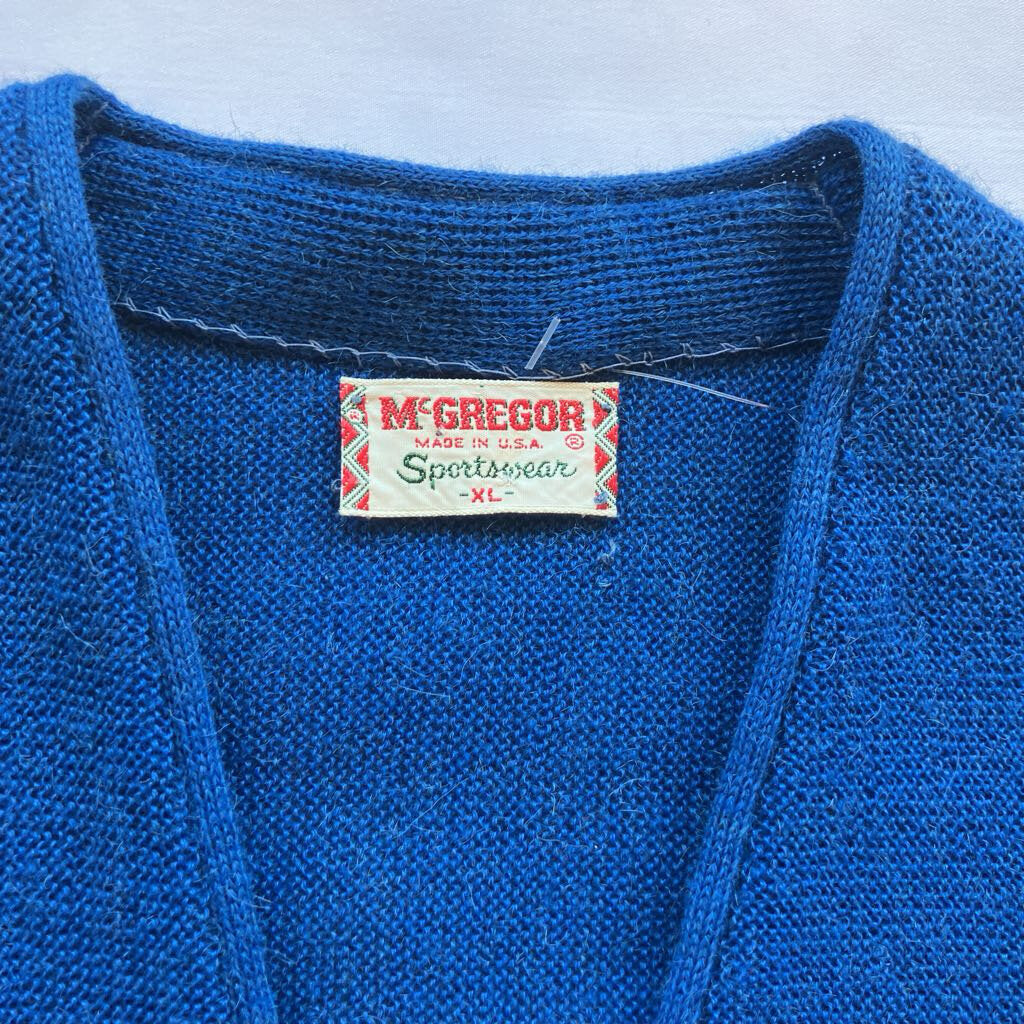 Vintage 60s McGregor Sportswear Blue Mohair Cardigan