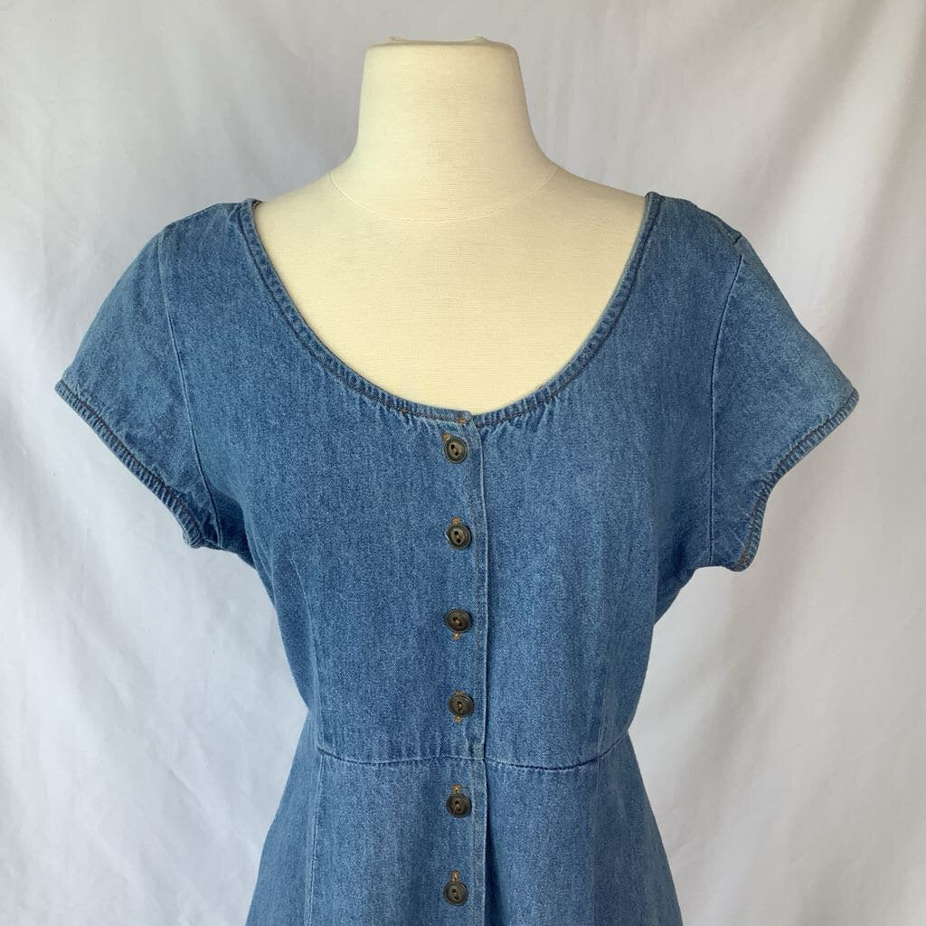 1980s G.H. Bass & Co Denim Maxi Dress w/ Front Buttons