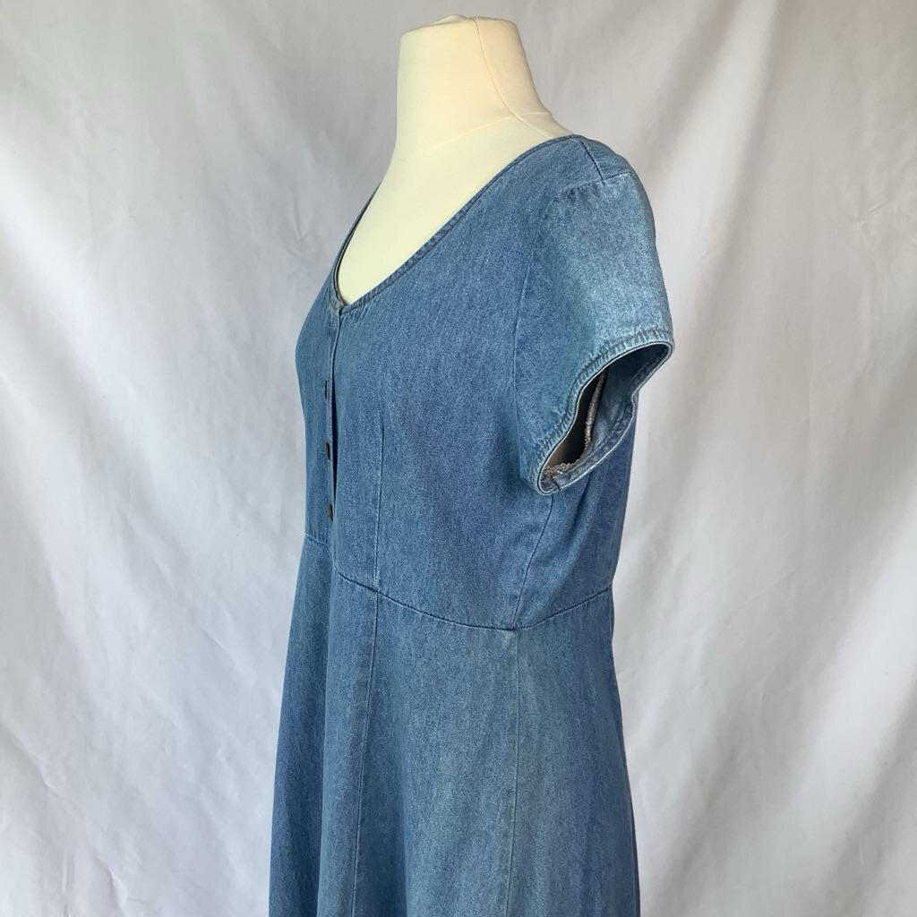 1980s G.H. Bass & Co Denim Maxi Dress w/ Front Buttons