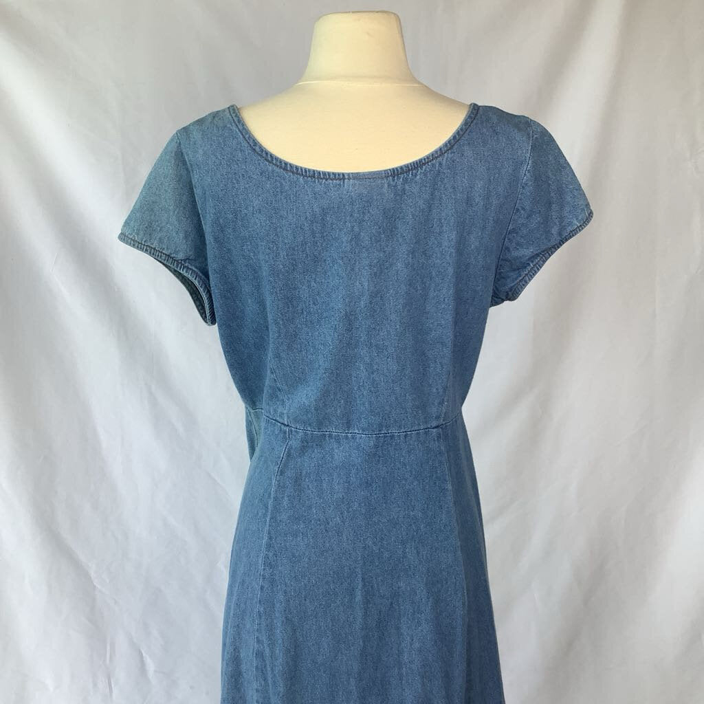 1980s G.H. Bass & Co Denim Maxi Dress w/ Front Buttons