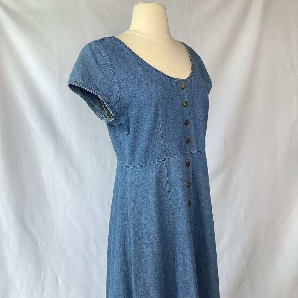 1980s G.H. Bass & Co Denim Maxi Dress w/ Front Buttons