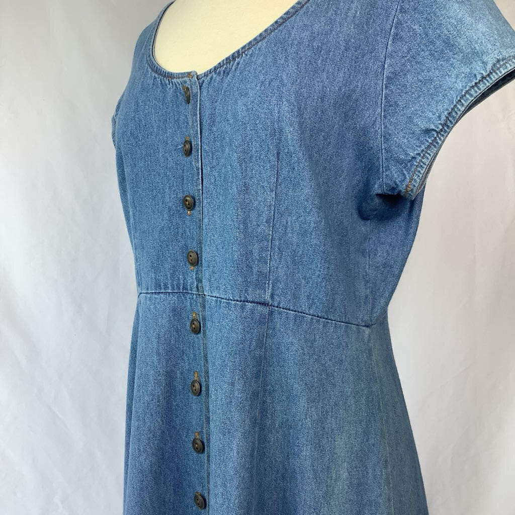 1980s G.H. Bass & Co Denim Maxi Dress w/ Front Buttons