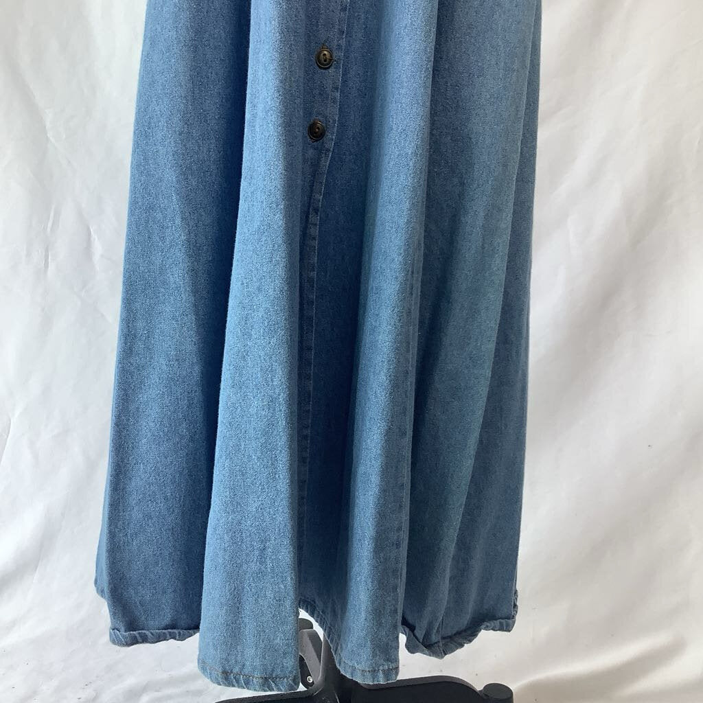 1980s G.H. Bass & Co Denim Maxi Dress w/ Front Buttons