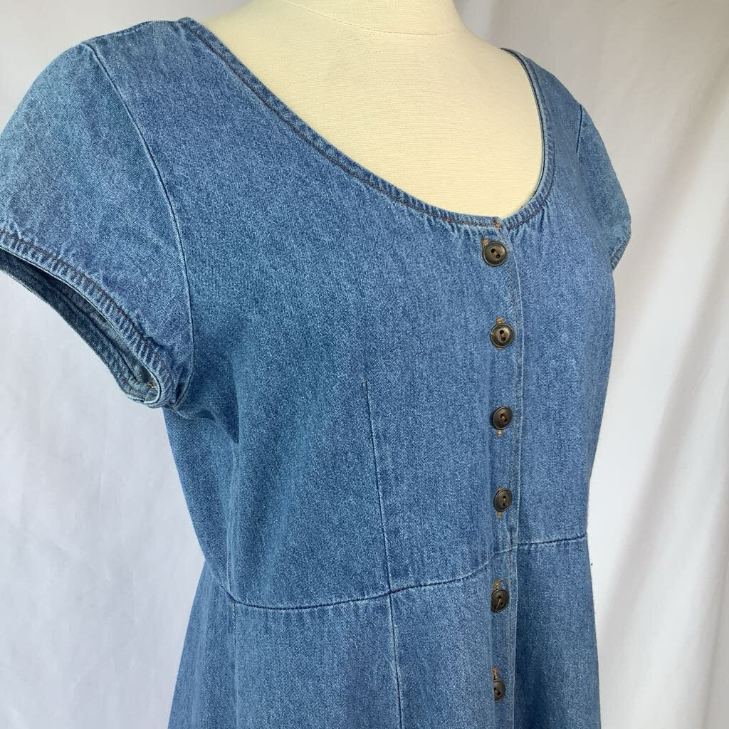 1980s G.H. Bass & Co Denim Maxi Dress w/ Front Buttons