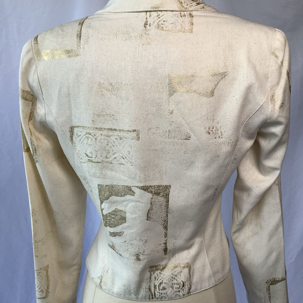 1980s Cream and Gold Crop Blazer