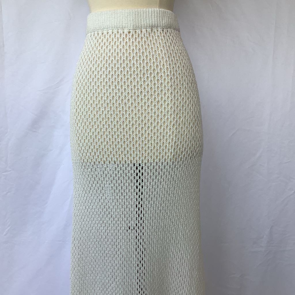Crochet White Maxi Skirt with Embroidery
