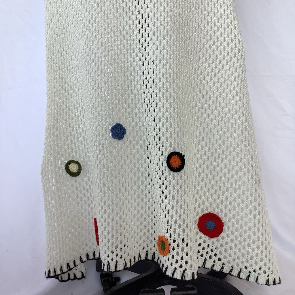 Crochet White Maxi Skirt with Embroidery