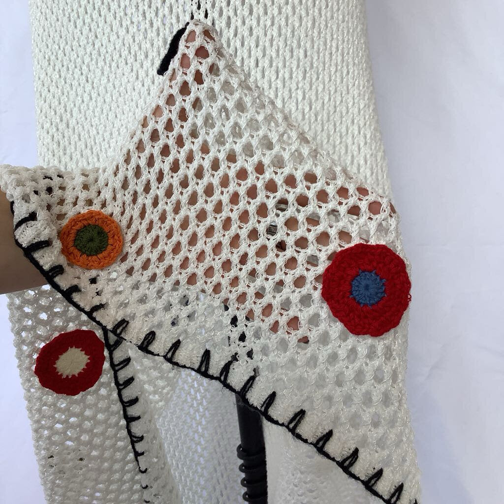 Crochet White Maxi Skirt with Embroidery