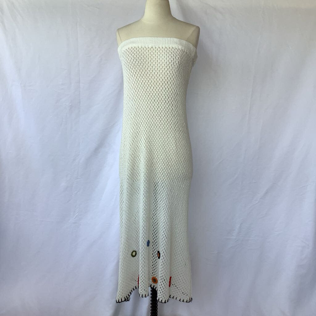 Crochet White Maxi Skirt with Embroidery
