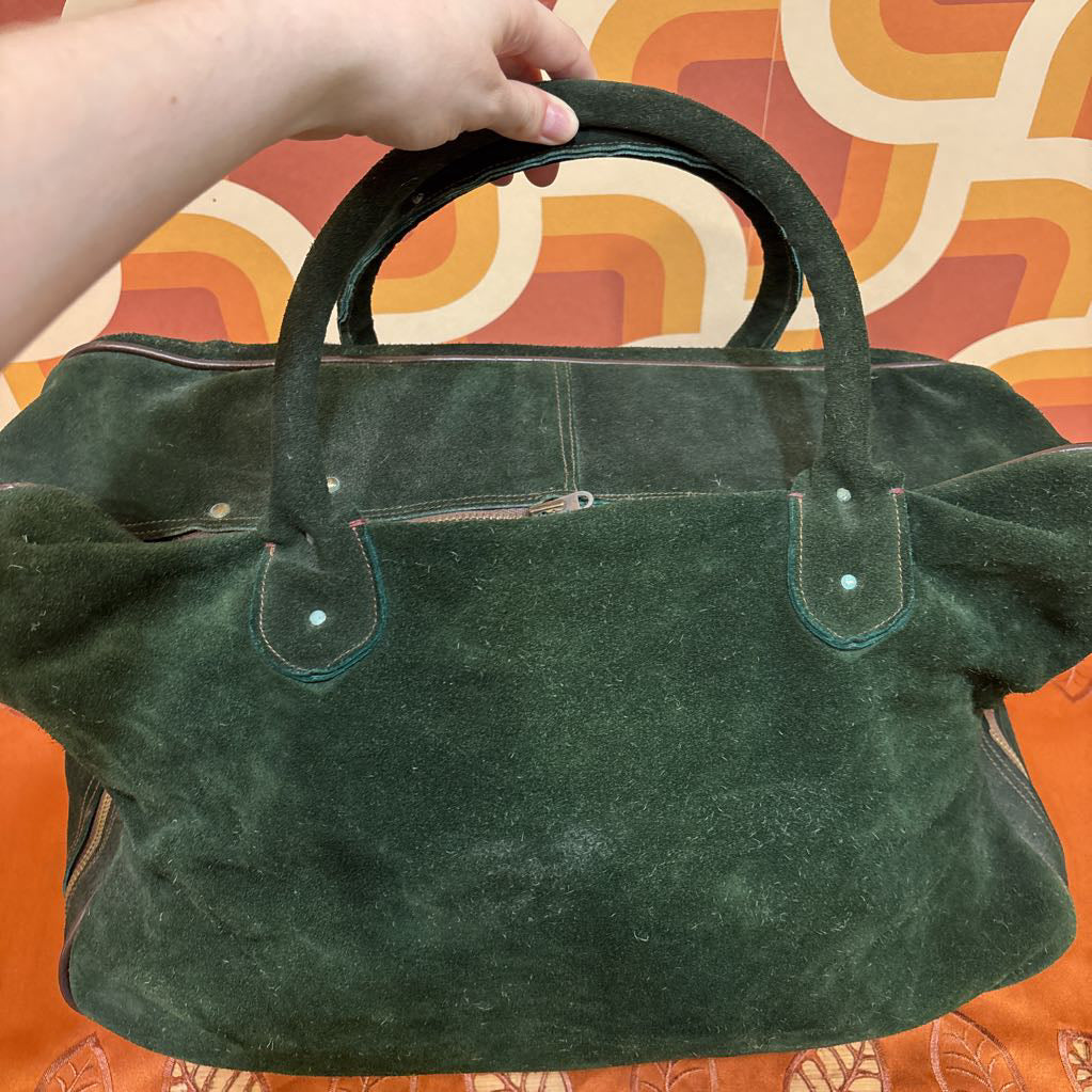 Vintage Green Suede Weekend Bag
