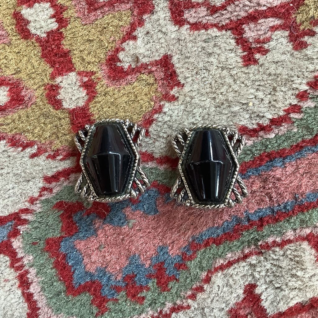 50s Demi Parure Faux Onyx Bracelet and Earrings