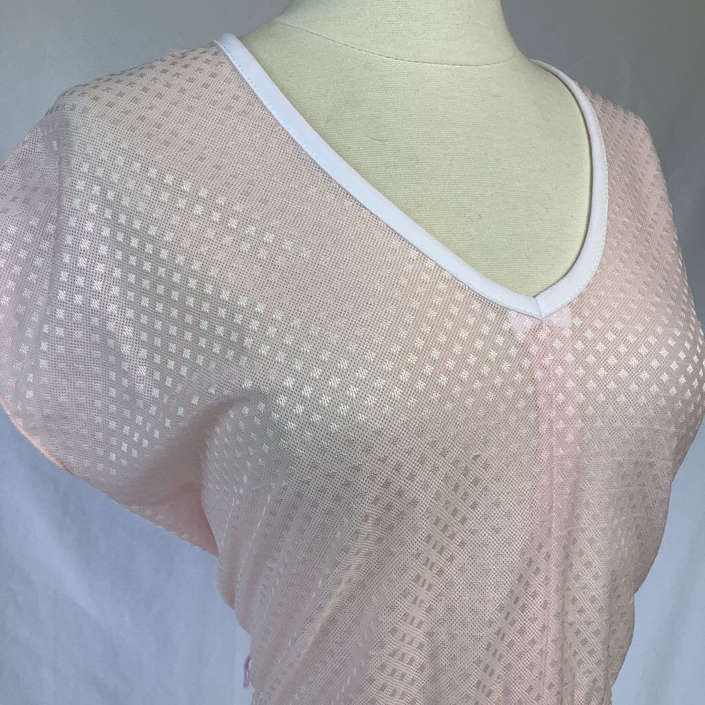 1970s Pink Square Dot Sheer Day Dress