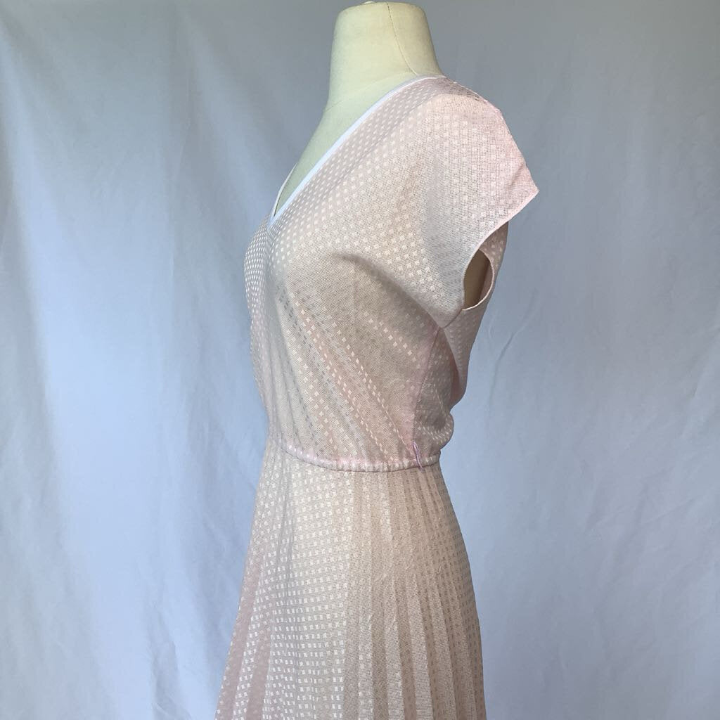 1970s Pink Square Dot Sheer Day Dress