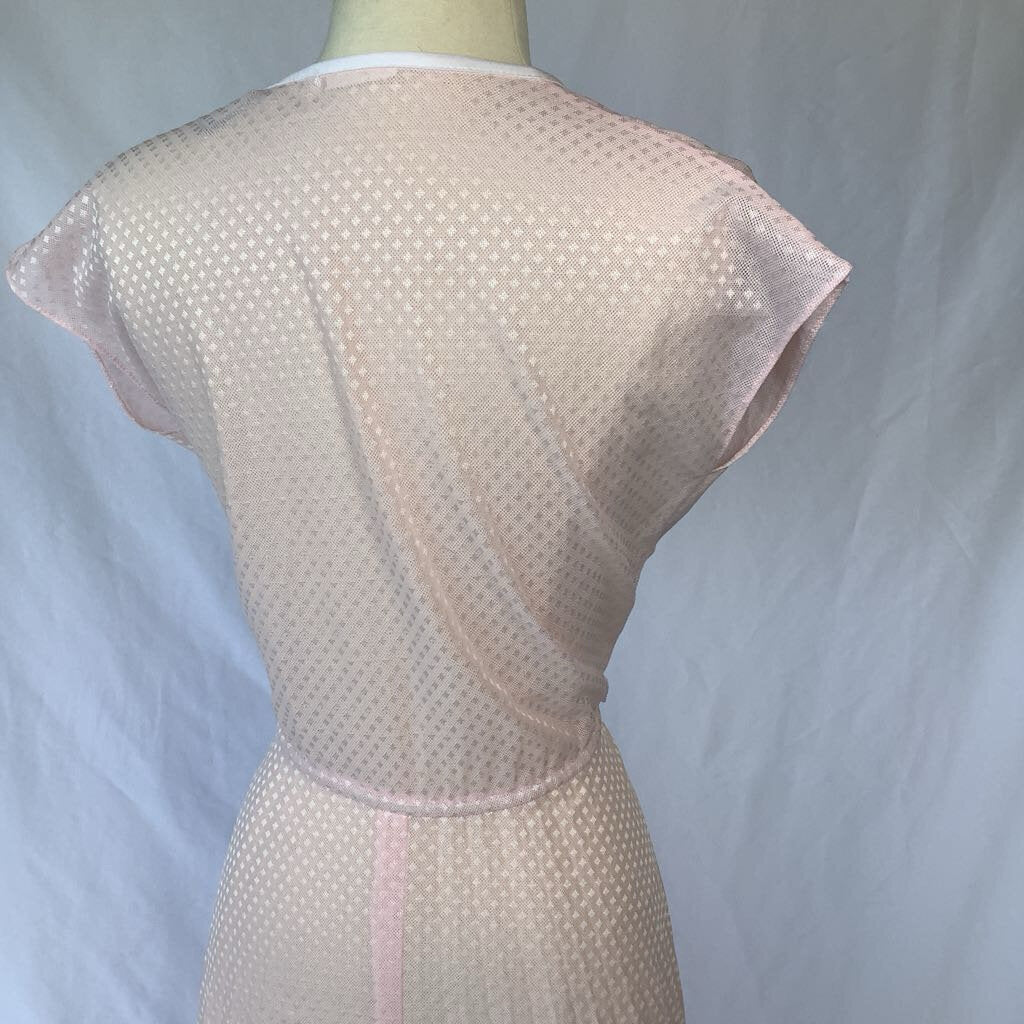 1970s Pink Square Dot Sheer Day Dress