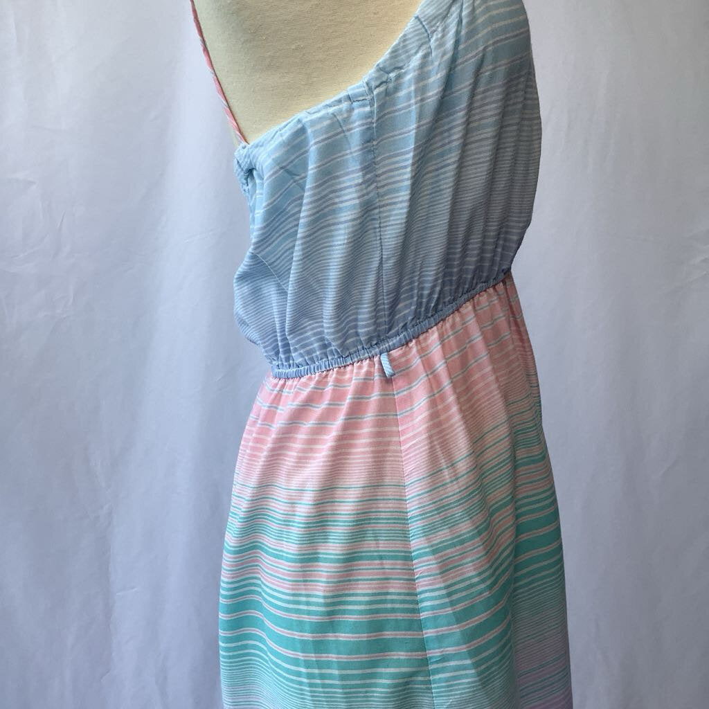 1970s Striped Multi-Colored Summer Day Dress