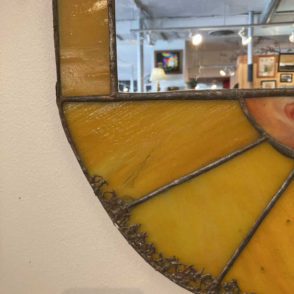 Vintage Gold Stained Glass Mirror