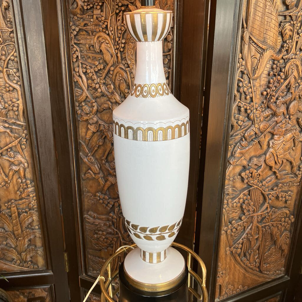 Mid Century White and Gold Lamp