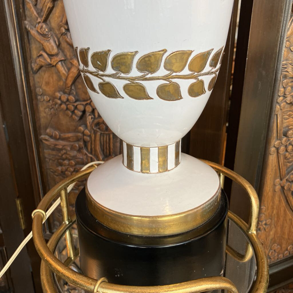 Mid Century White and Gold Lamp
