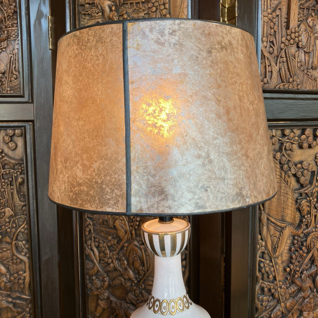 Mid Century White and Gold Lamp