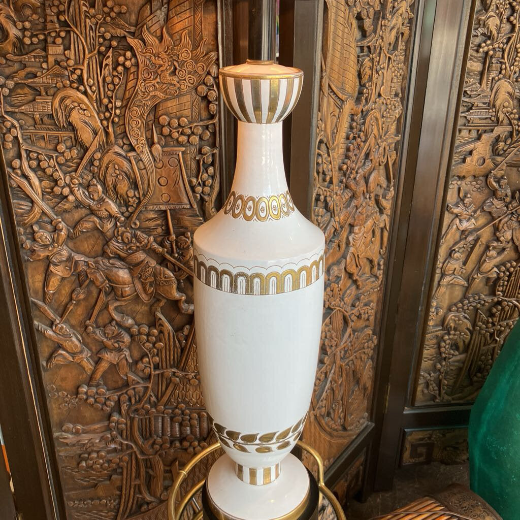 Mid Century White and Gold Lamp