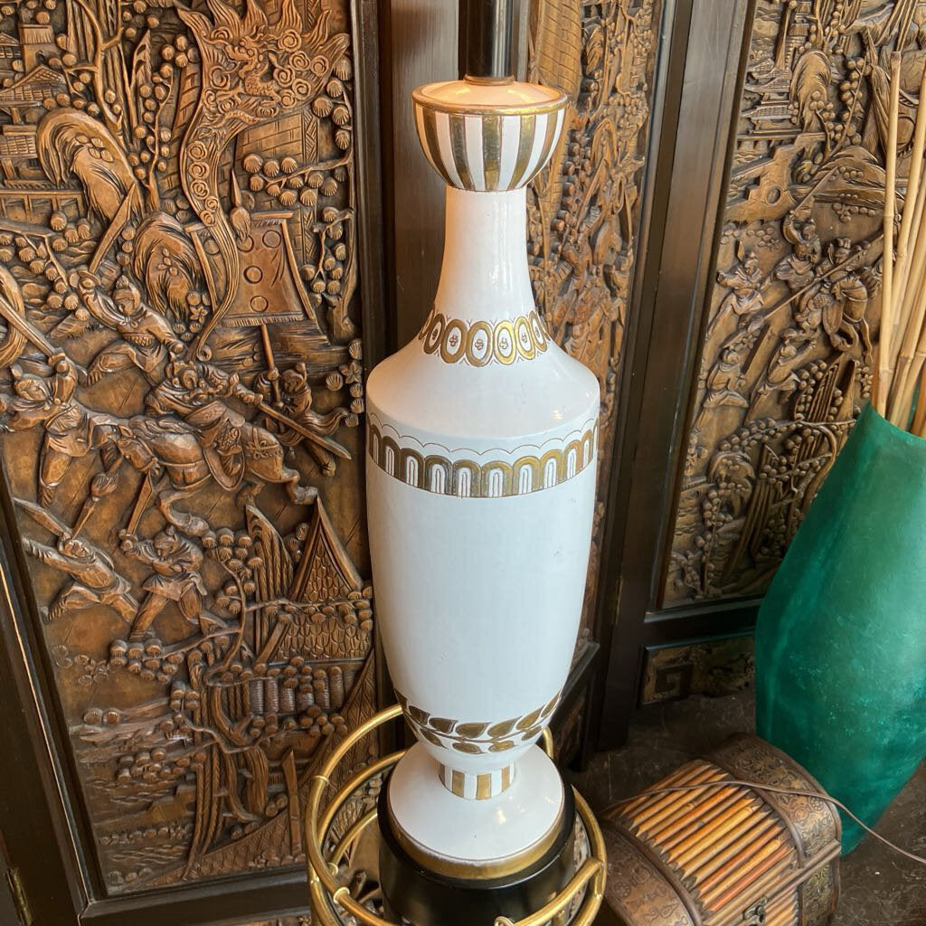 Mid Century White and Gold Lamp