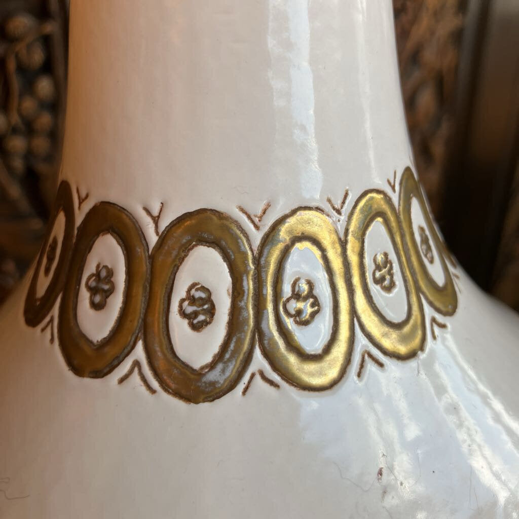 Mid Century White and Gold Lamp
