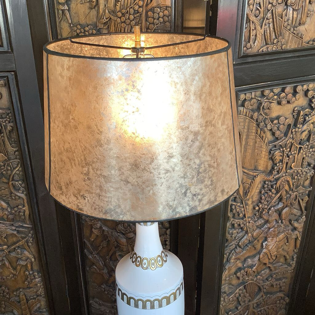 Mid Century White and Gold Lamp