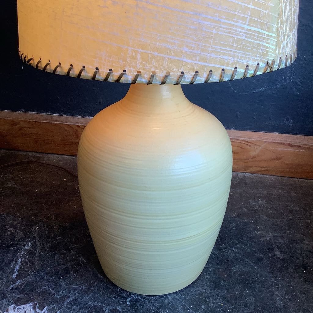 Mid Century Modern Minimalist Lamp w/ Original Fiberglass Lamp Shade