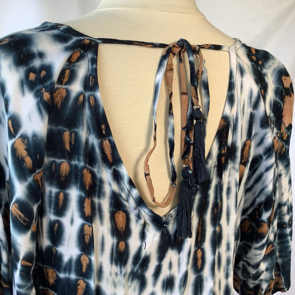Cotton Tie Dye Black and Brown Boho Dress