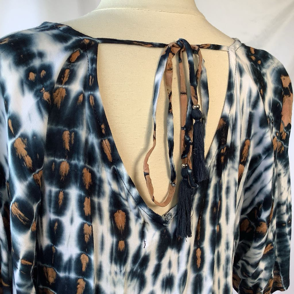 Cotton Tie Dye Black and Brown Boho Dress