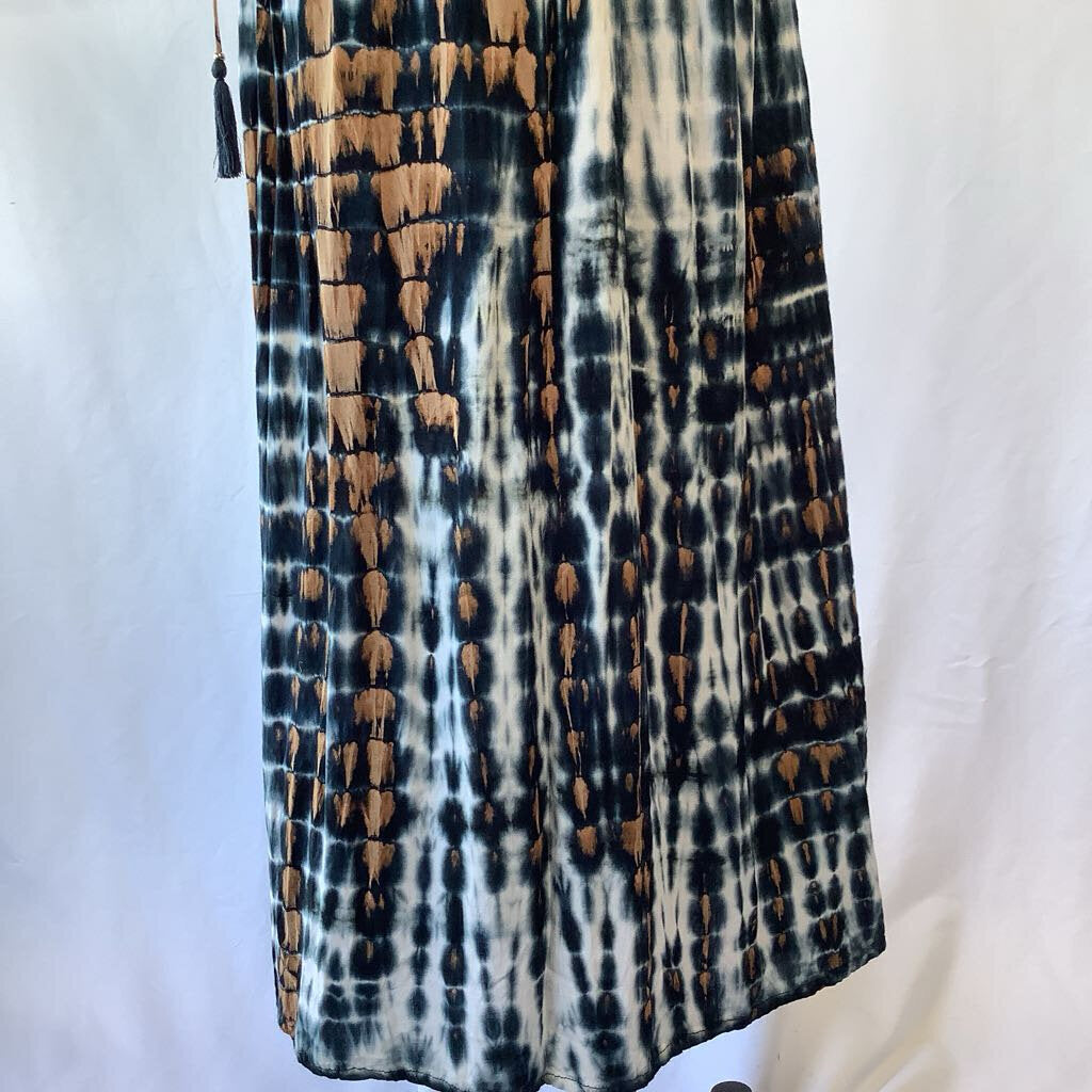 Cotton Tie Dye Black and Brown Boho Dress