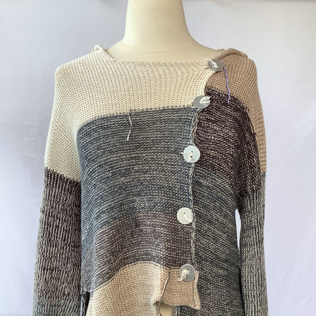 Hand-Knit Sweater Asymetrical with Drop Back