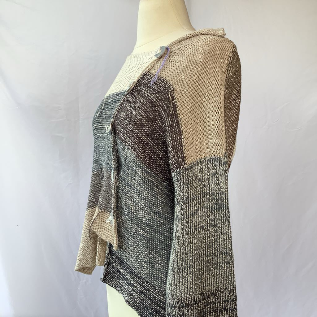 Hand-Knit Sweater Asymetrical with Drop Back