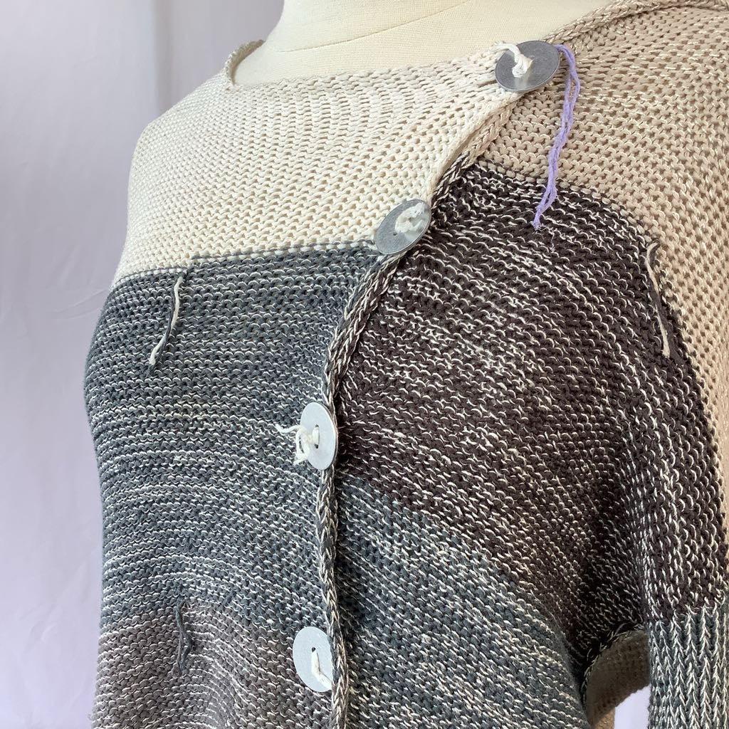Hand-Knit Sweater Asymetrical with Drop Back