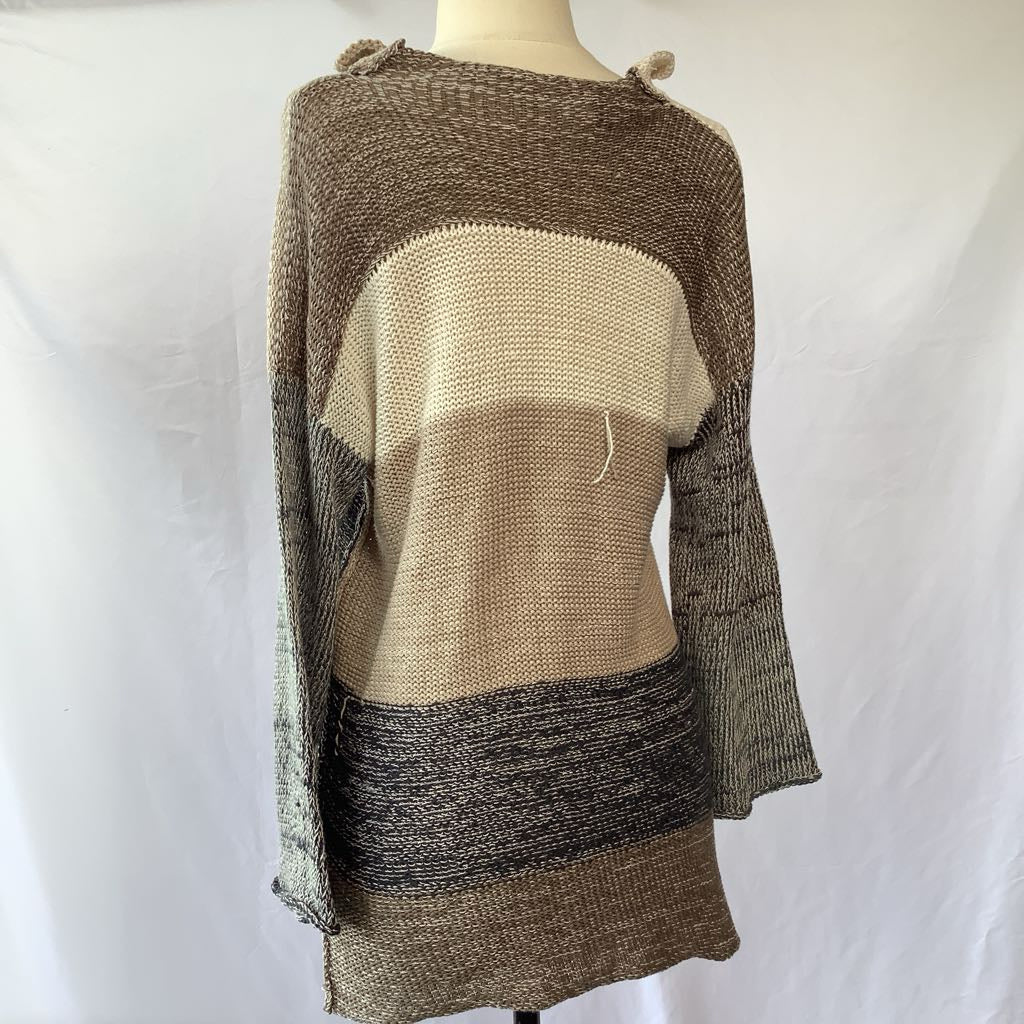 Hand-Knit Sweater Asymetrical with Drop Back