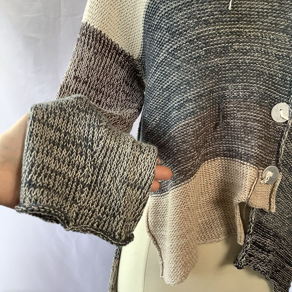 Hand-Knit Sweater Asymetrical with Drop Back