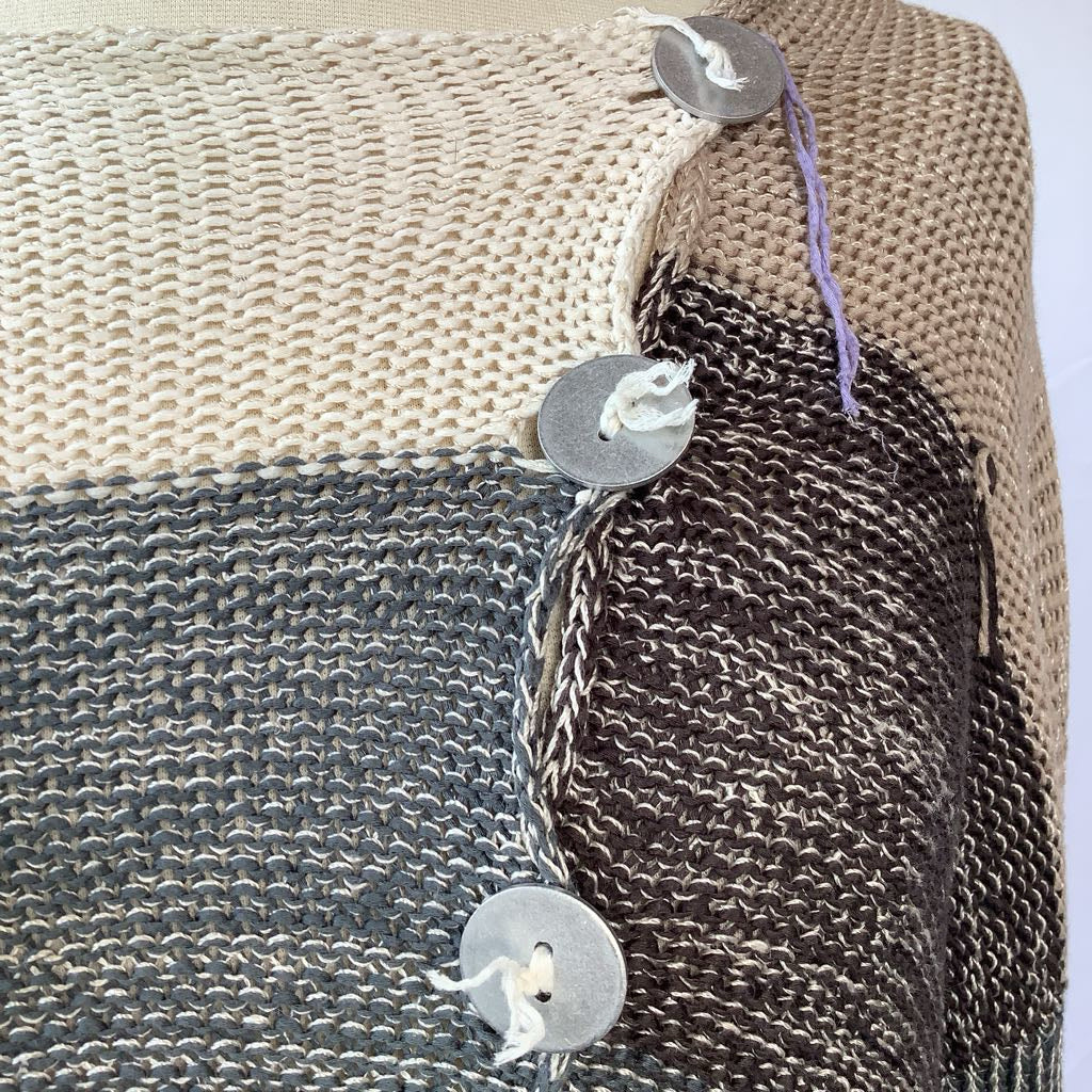 Hand-Knit Sweater Asymetrical with Drop Back