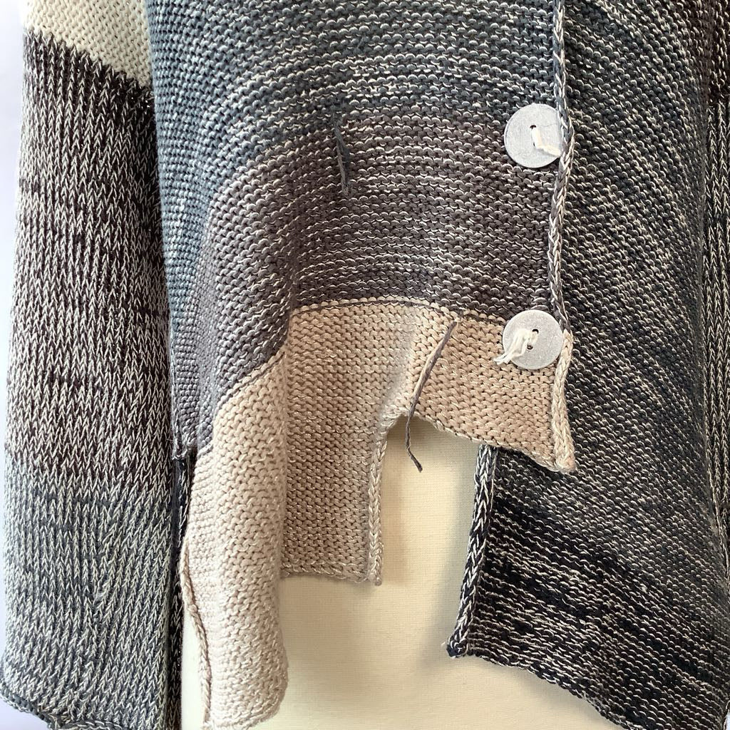 Hand-Knit Sweater Asymetrical with Drop Back