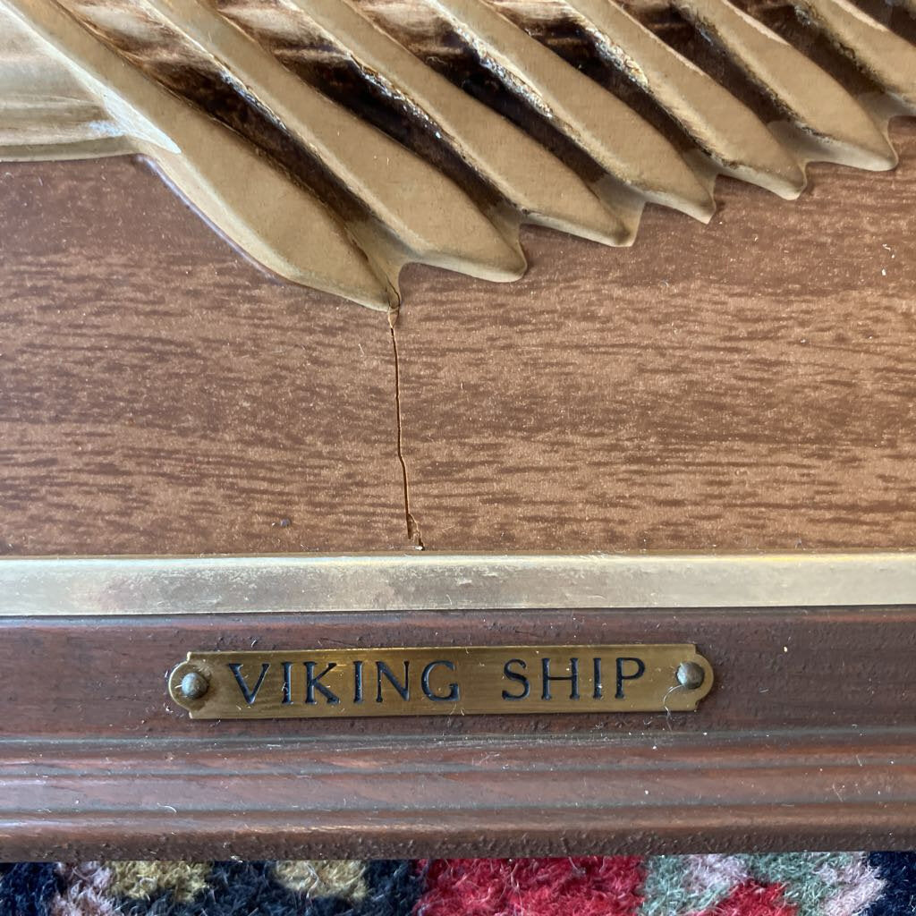 Pair of Mid-Century Wooden Framed Viking Ships