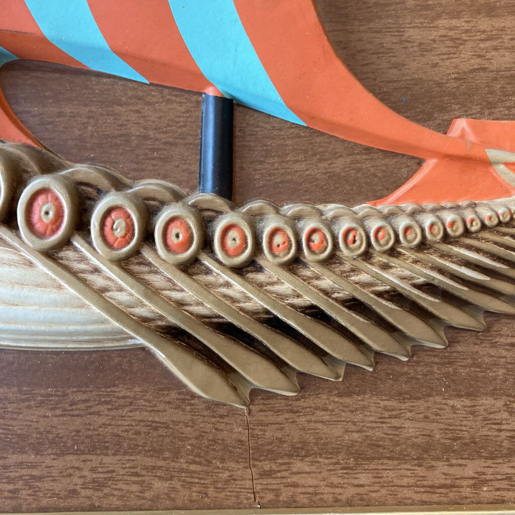 Pair of Mid-Century Wooden Framed Viking Ships
