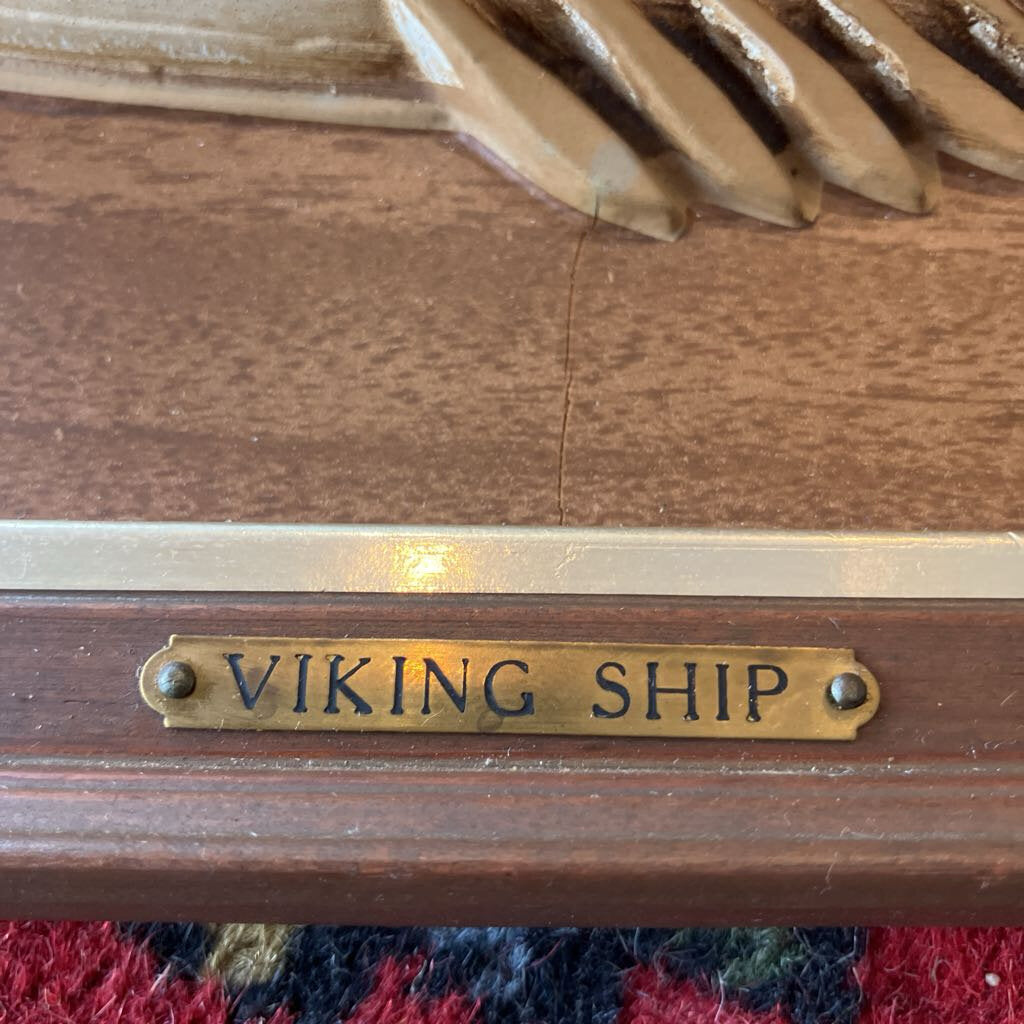 Pair of Mid-Century Wooden Framed Viking Ships