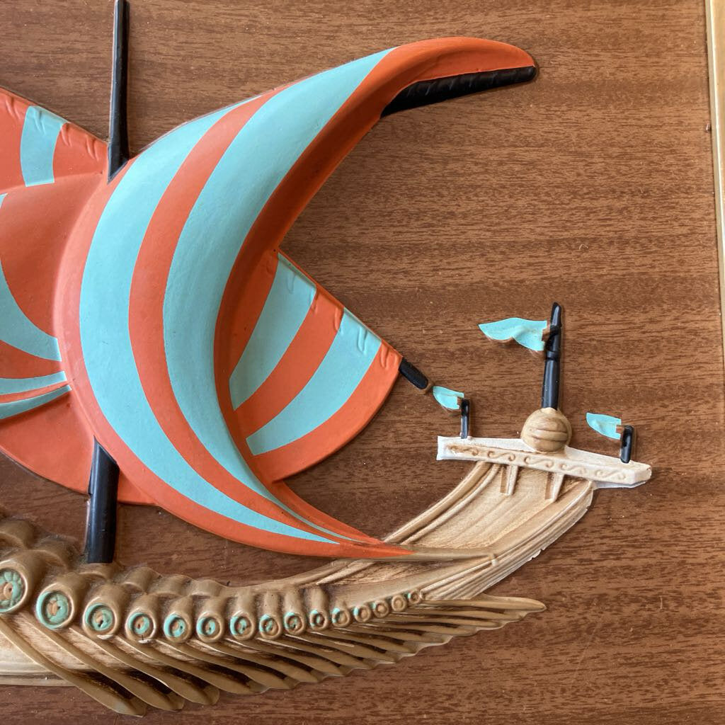 Pair of Mid-Century Wooden Framed Viking Ships