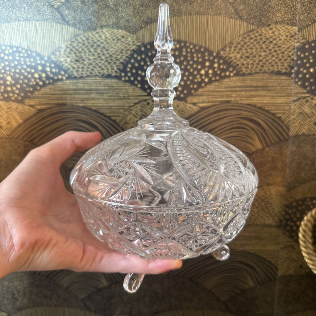Large Vintage Crystal Candy Dish
