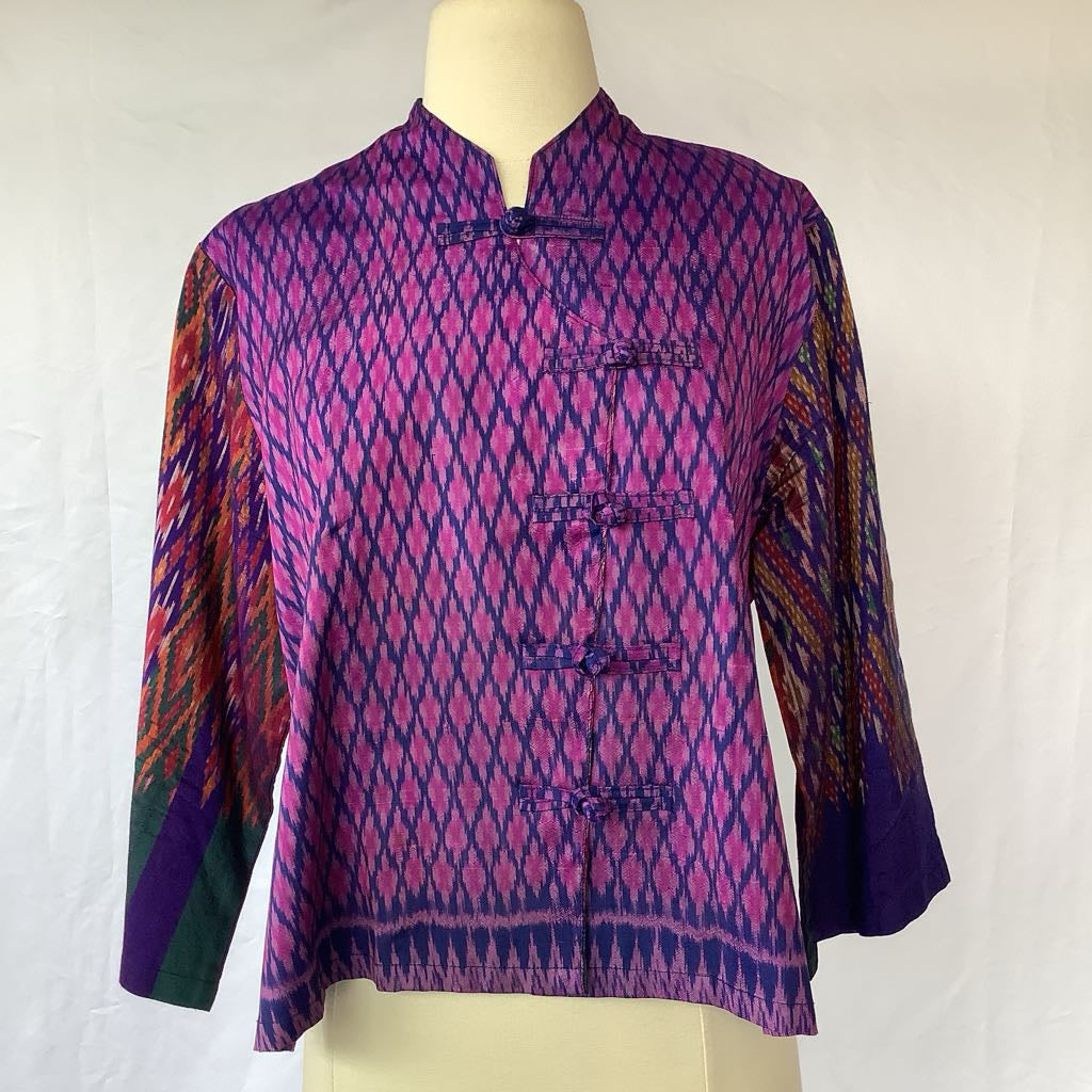 1990s Silk Ikat Print Thai Jacket