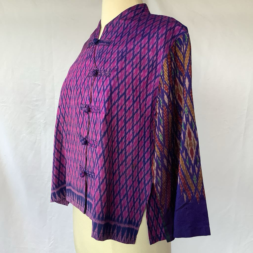 1990s Silk Ikat Print Thai Jacket