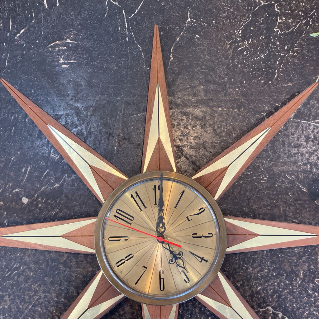 1960s Mid Century Modern Welby Starburst Clock