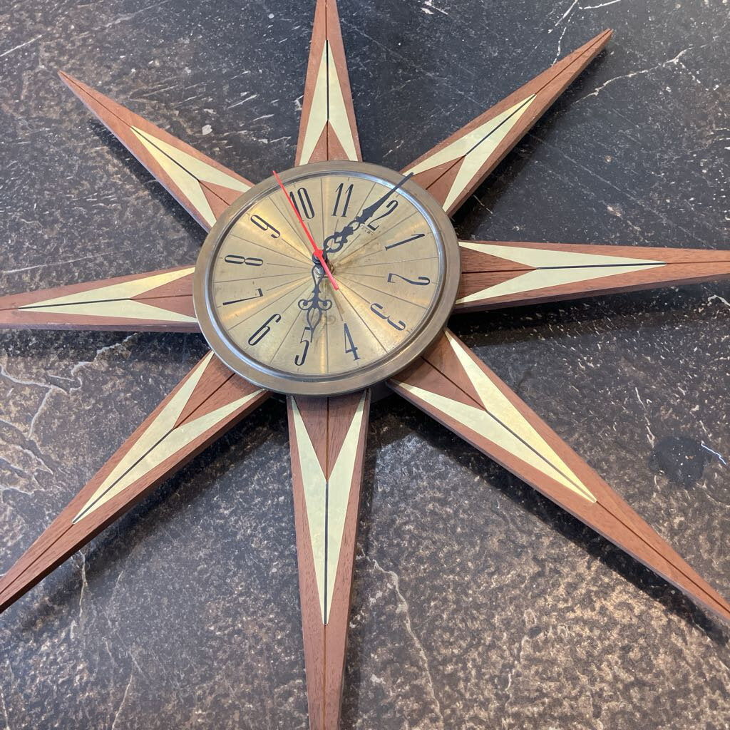 1960s Mid Century Modern Welby Starburst Clock