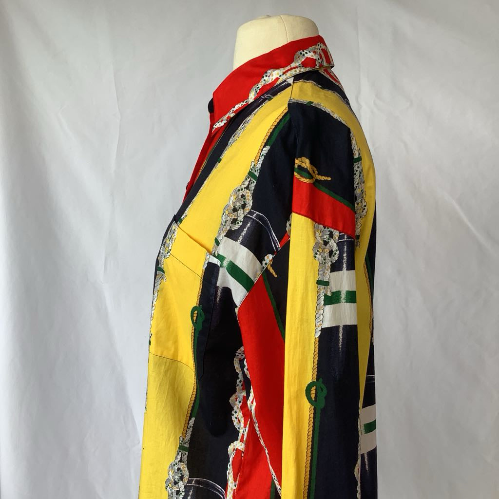 1990s Escada Colorful Chain Print Button Up w/ Matching Jeans