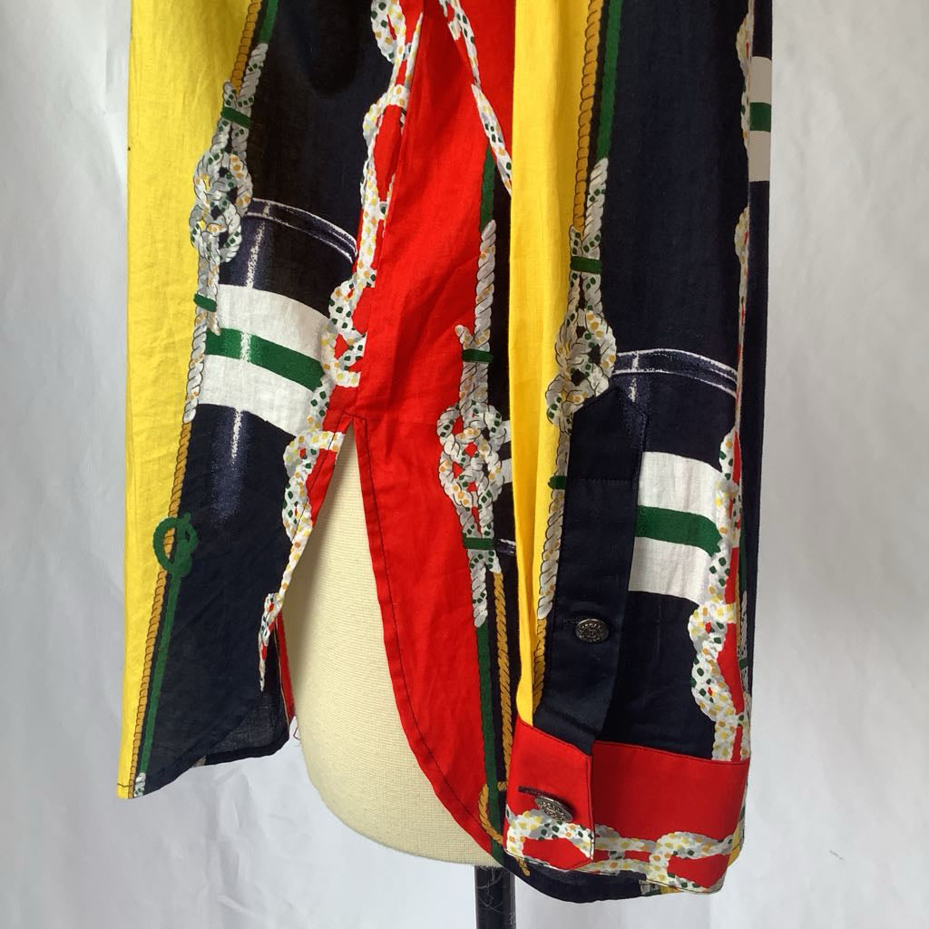 1990s Escada Colorful Chain Print Button Up w/ Matching Jeans